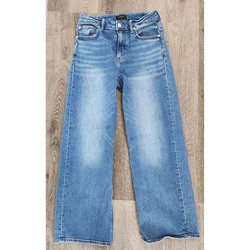 Quince Ultra-Stretch Wide Leg Jeans Medium Wash Blue High Rise Denim Size 28